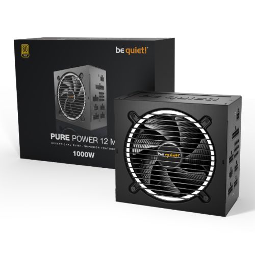 Be Quiet! 1000W Power Supply Pure Power 12 M, ATX, 80+ Gold, Fully Modular, Rifle Bearing Fan, PSU